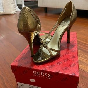 Guess bronze snake heels